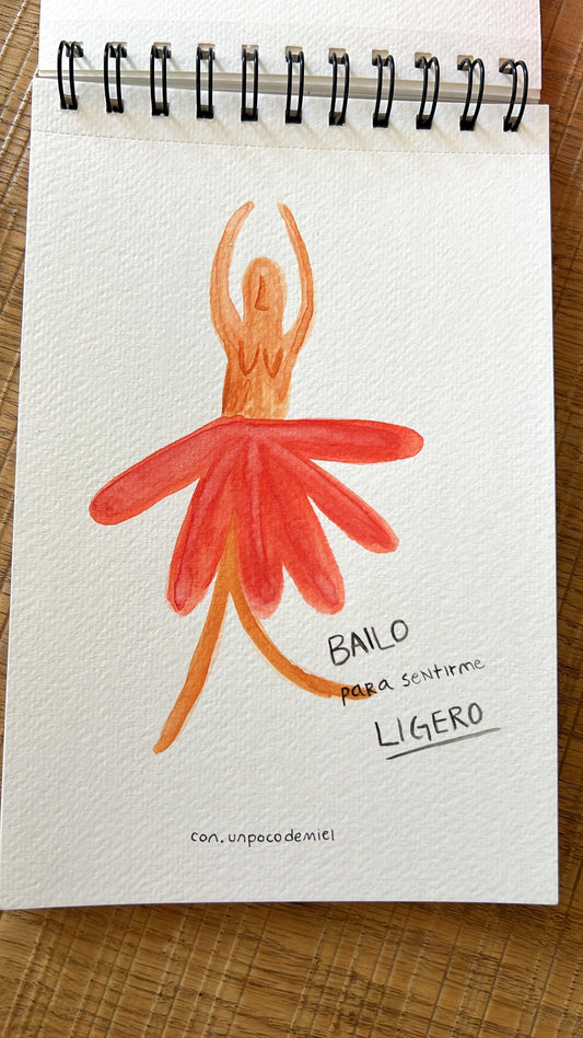 Foto de acuarela bailarina, bailo para sentirme ligero