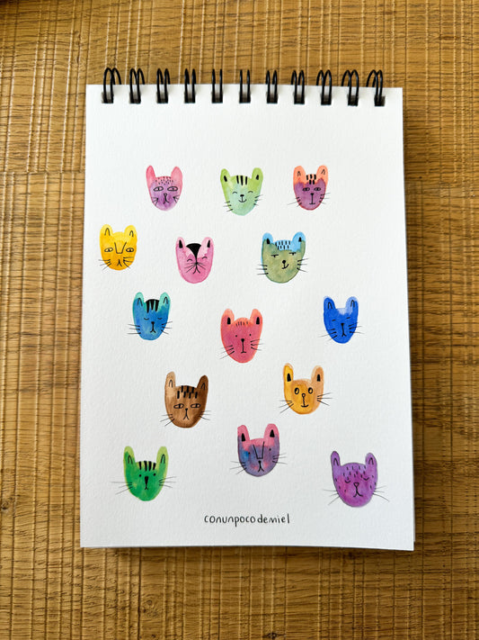 Acuarela con dibujo de gatitos