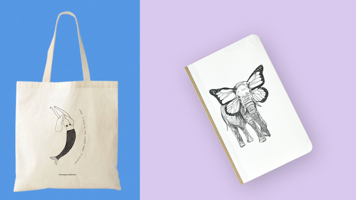 Imagen de totebag y libreta para regalo