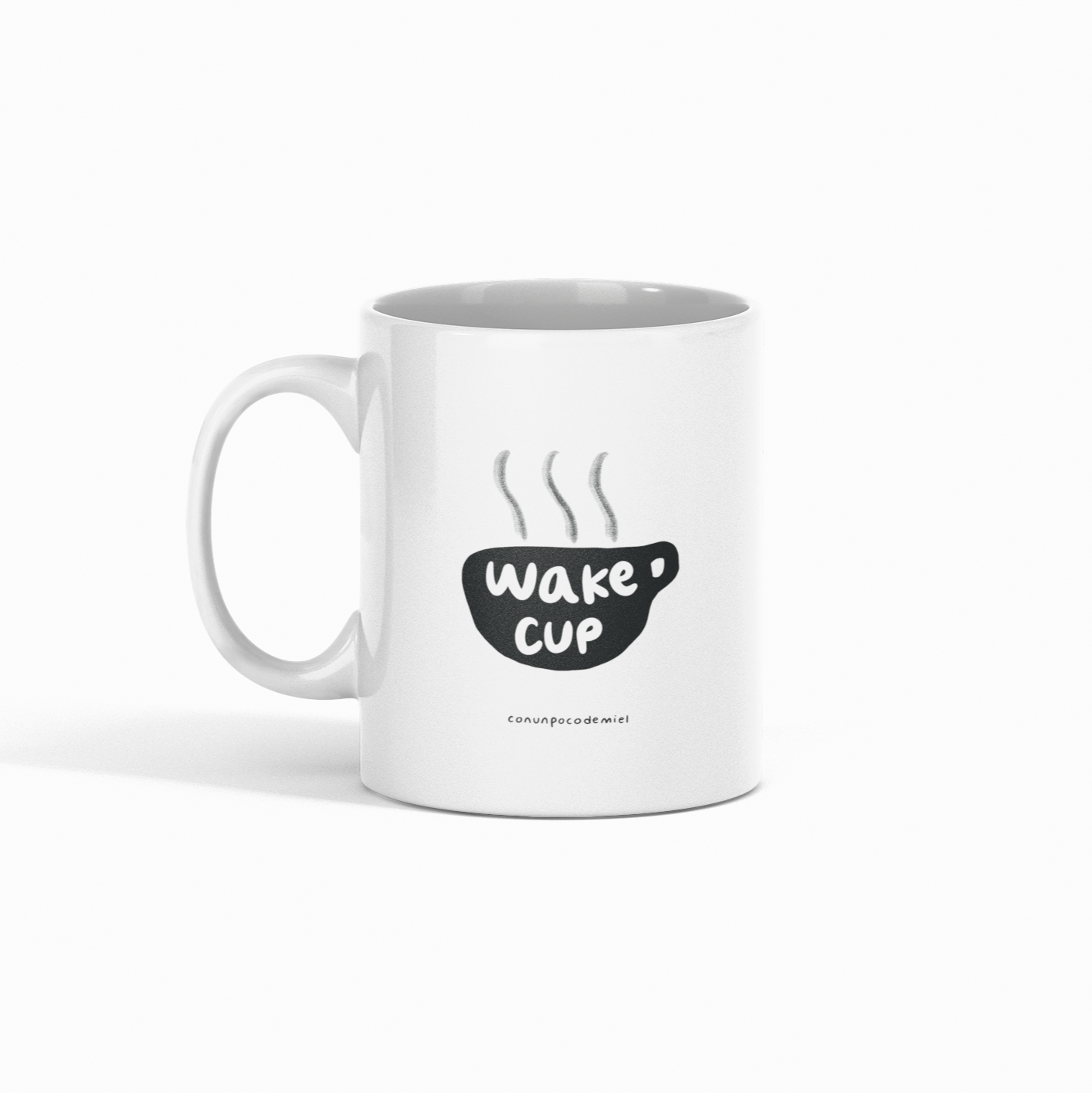 Taza de porcelana con dibujo de Wake Cup