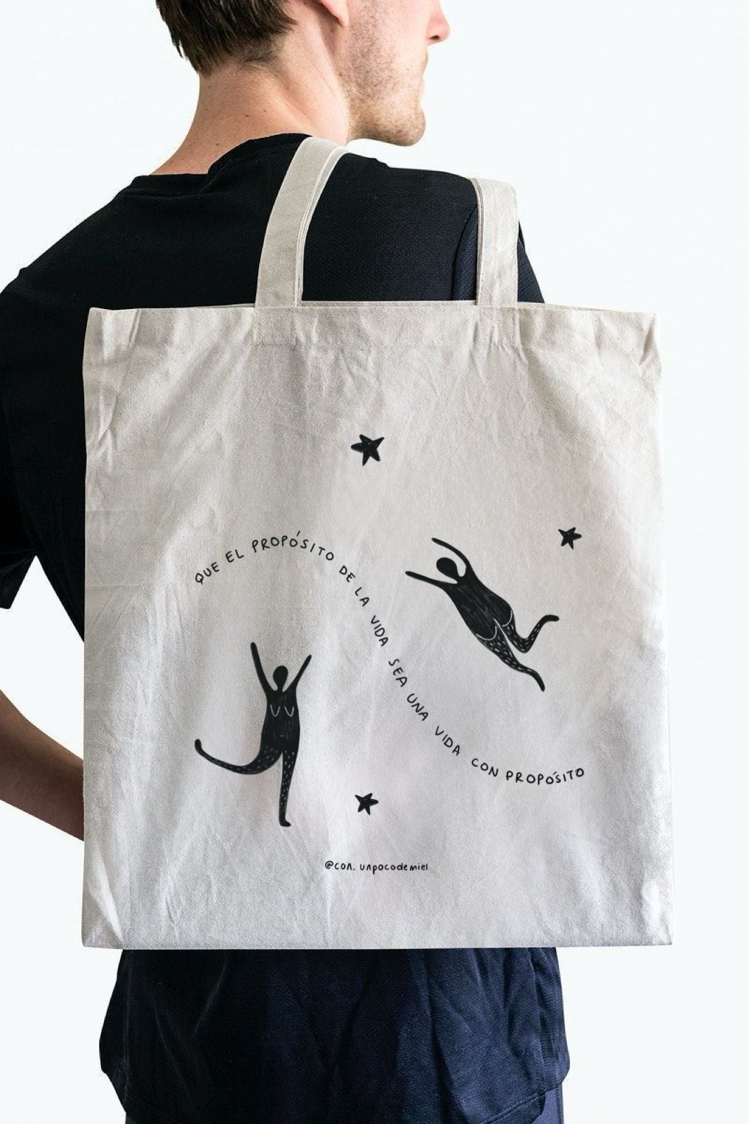 Foto de totebag con dibujo de que el propósito de la vida sea una vida con propósito