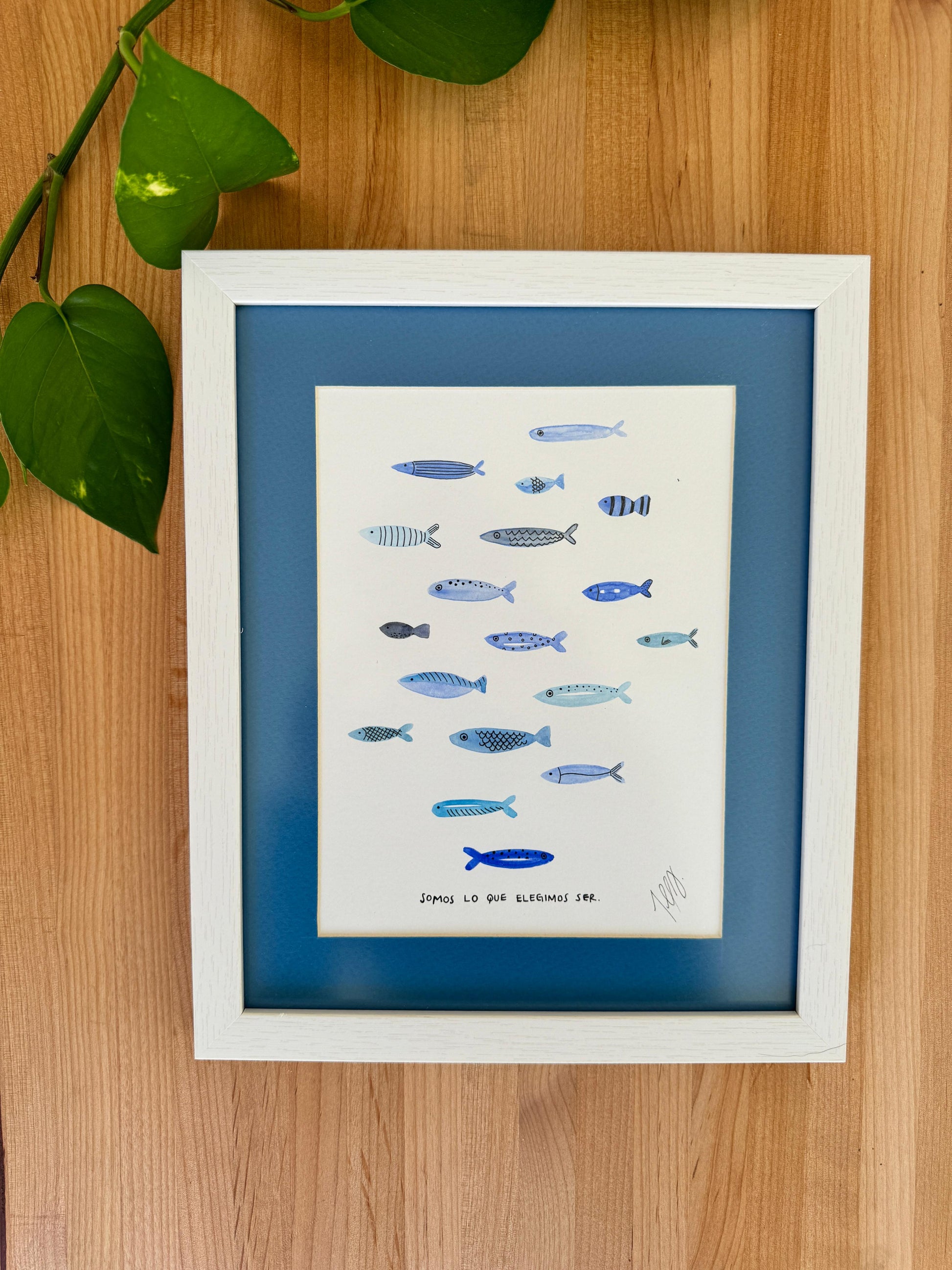 Pescaditos azules - Acuarela | con un poco de miel