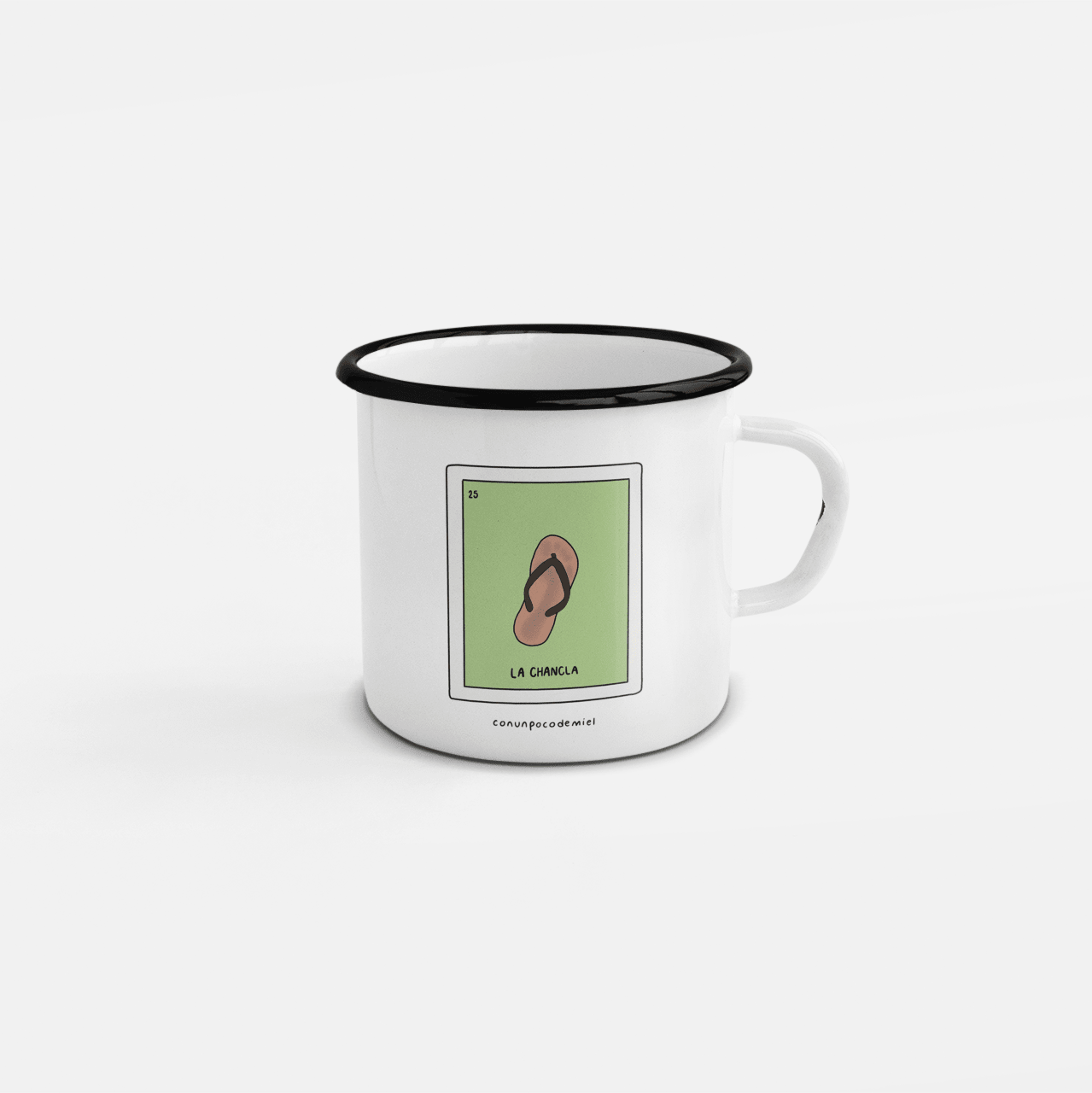 Taza de peltre Lotería Mexicana – El Trompo y la Chancla - Taza de peltre | con un poco de miel