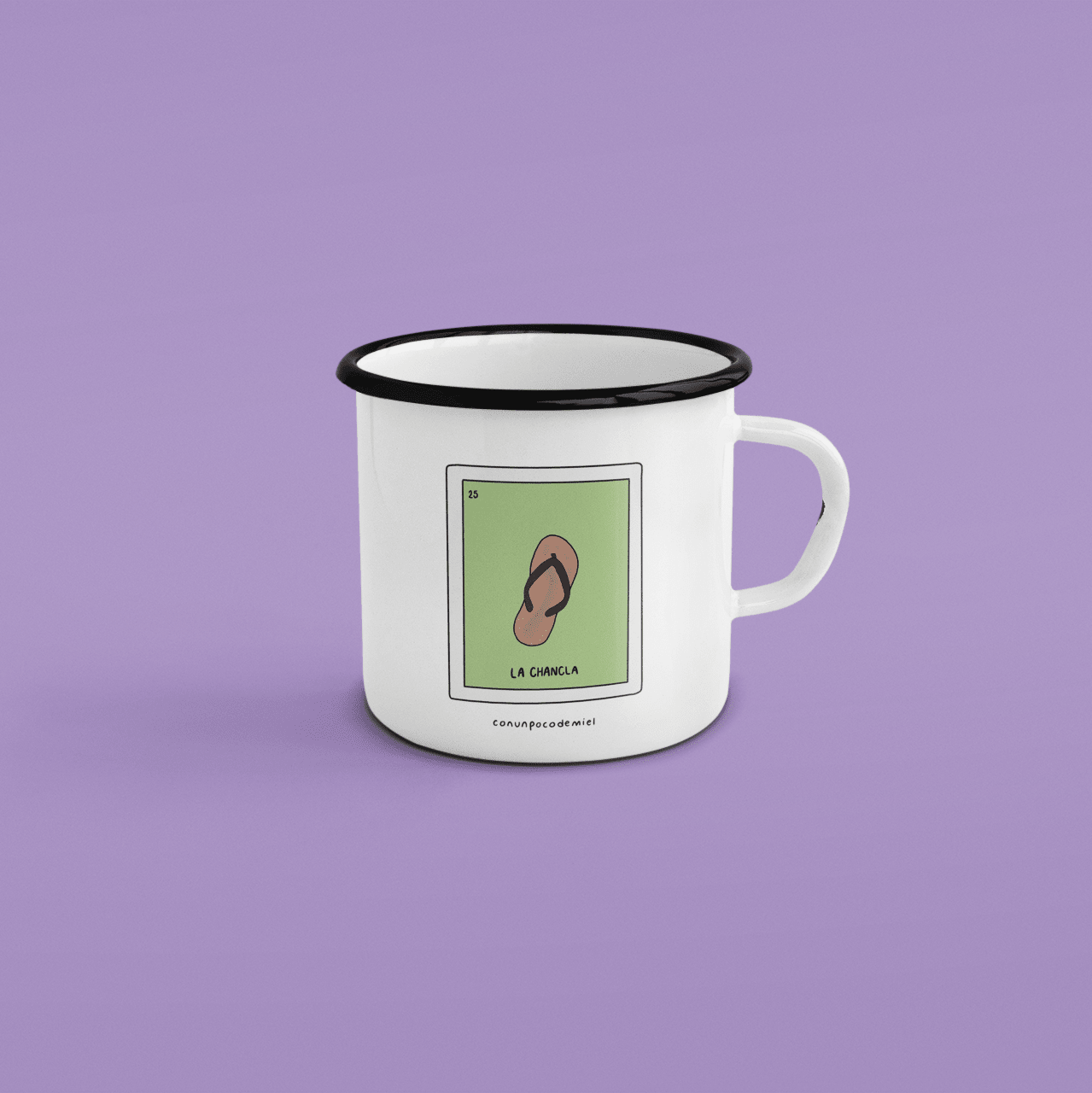 Taza de peltre Lotería Mexicana – El Trompo y la Chancla - Taza de peltre | con un poco de miel
